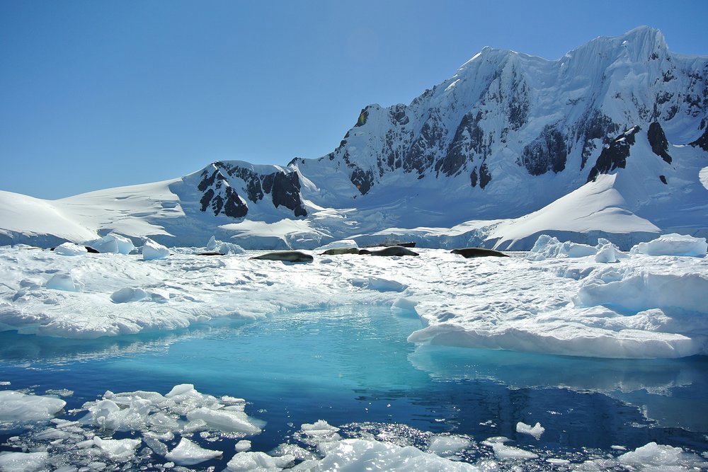The beautiful icy-blue seascape of the Arctic Circle