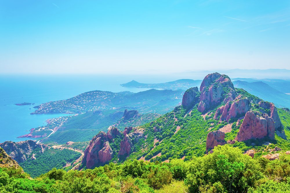 The view south east from Cap Roux in the Massif d l'Esterel lays bare the natural beauty of the French Riviera