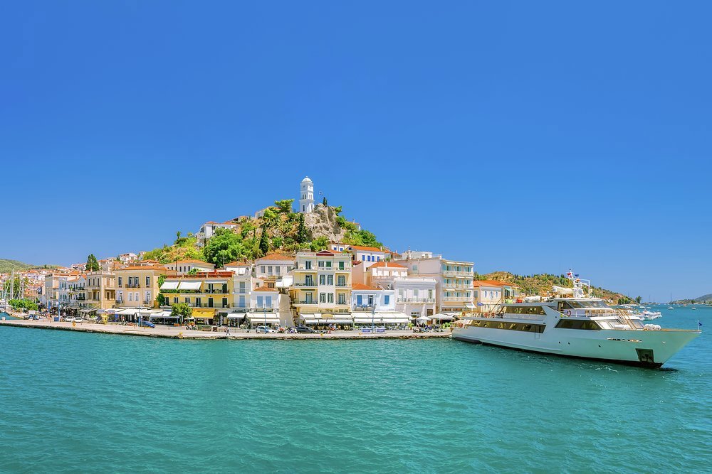 Poros' old town oozes laid-back charm and sun-soaked colour