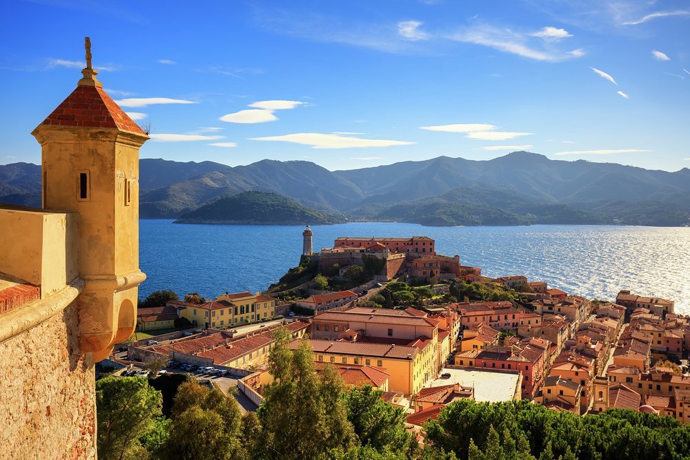 The heart-meltingly pretty 16th century city of Portoferraio, capital of the largest island in the Tuscan archipelago, Elba