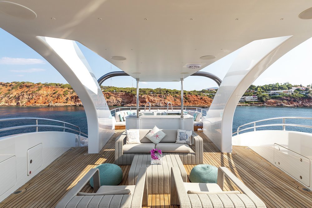 ROLA - Looking aft on the sun deck, from the sit-up bar forward, across the sun lounge to the jacuzzi