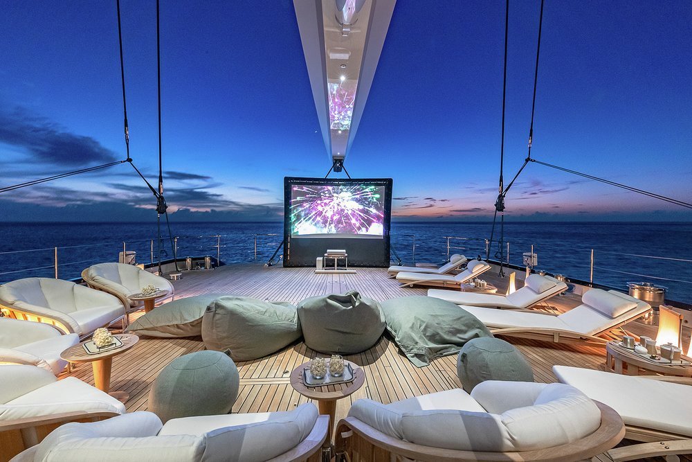 Huge swathes of guest deck space present any number of possibilities for games, relaxation and entertainment