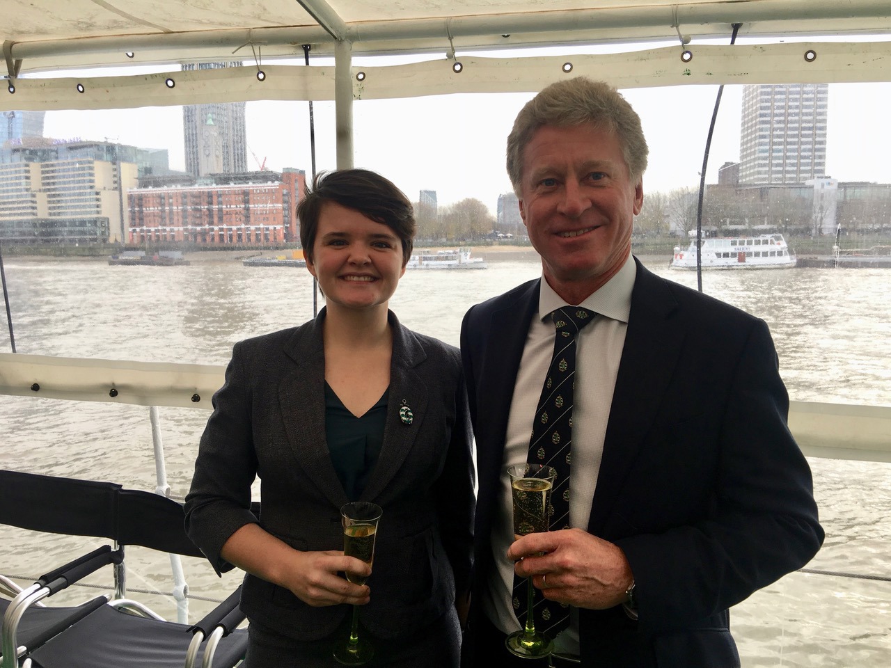 Mentee Alice Kent with mentor Will Dallimore on board HQS Wellington at an HCMM event in London