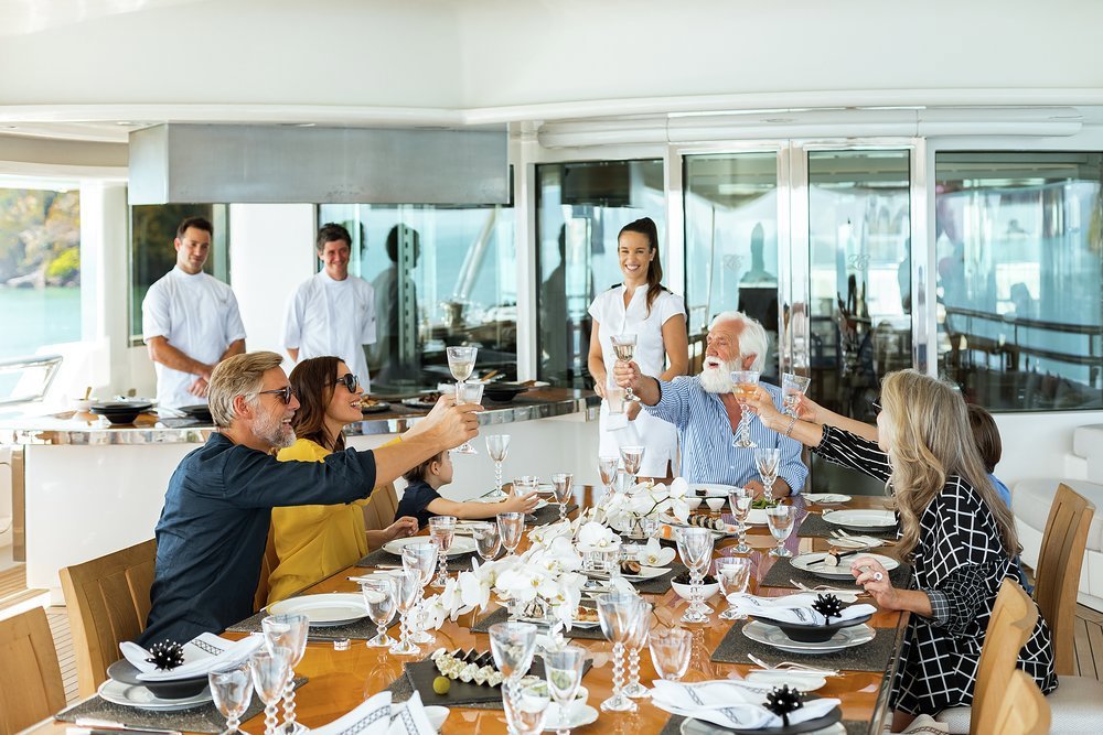 All yachts offer a variety of al fresco dining options