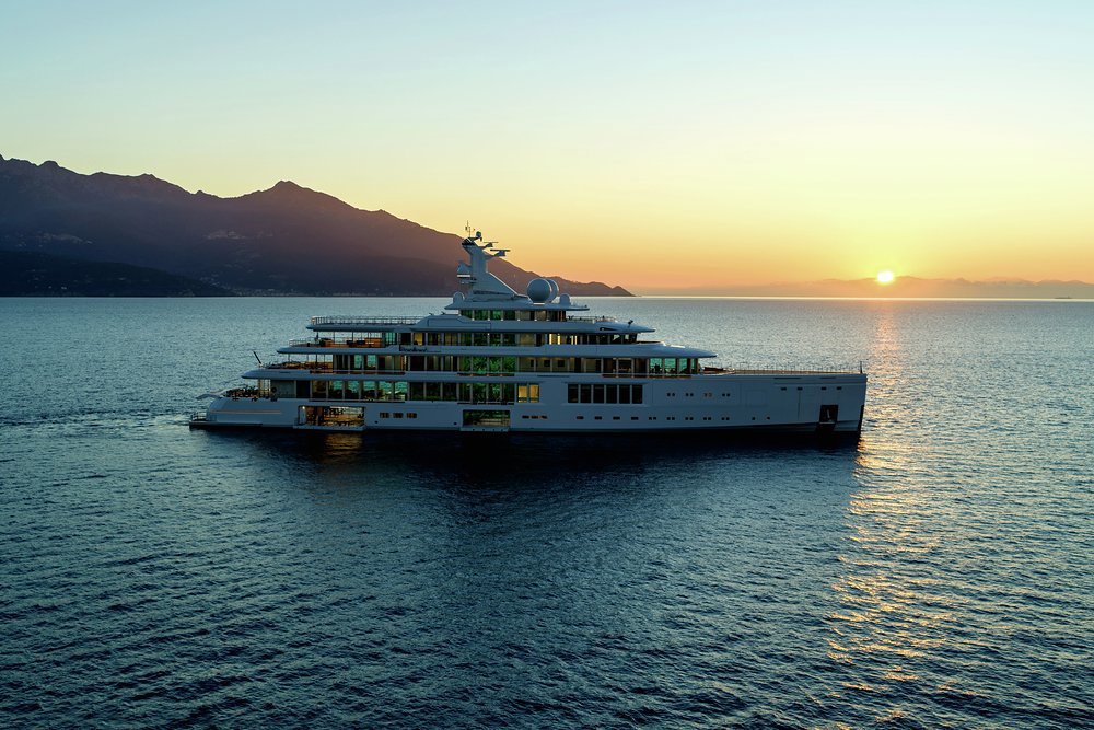 A huge battery bank and advanced power management systems allow her to operate silently all night at anchor