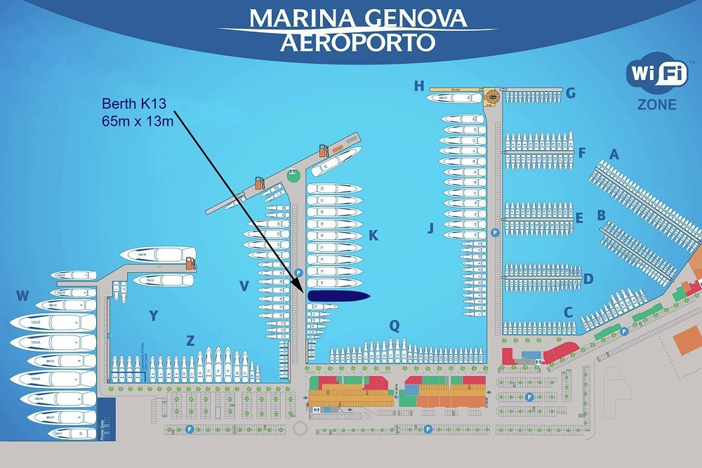 The 65m (213.3ft) berth K13 is asking EUR 2,500,000 (VAT paid) 