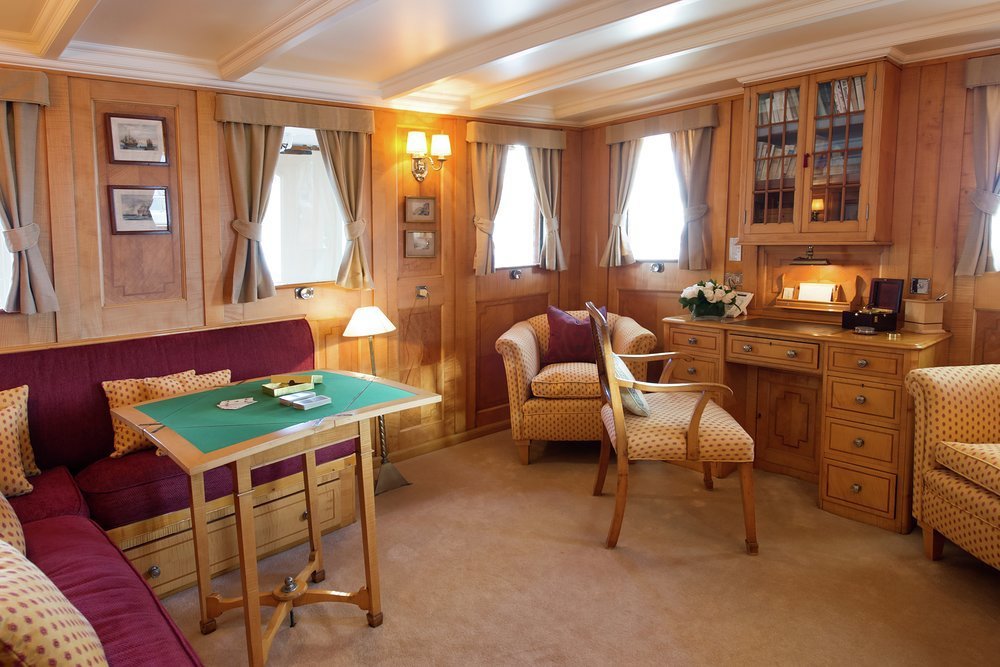 Sip your aperitif around the green baize table in the card room, sporting the original pearwood marquetry