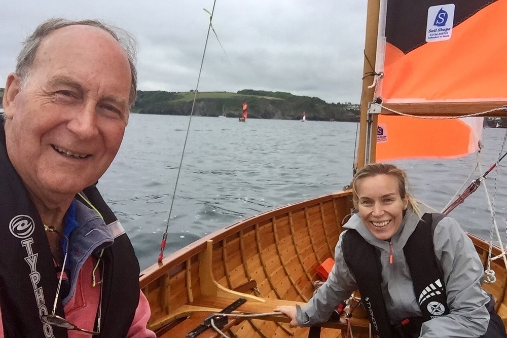 Still messing about in small boats with her dad!