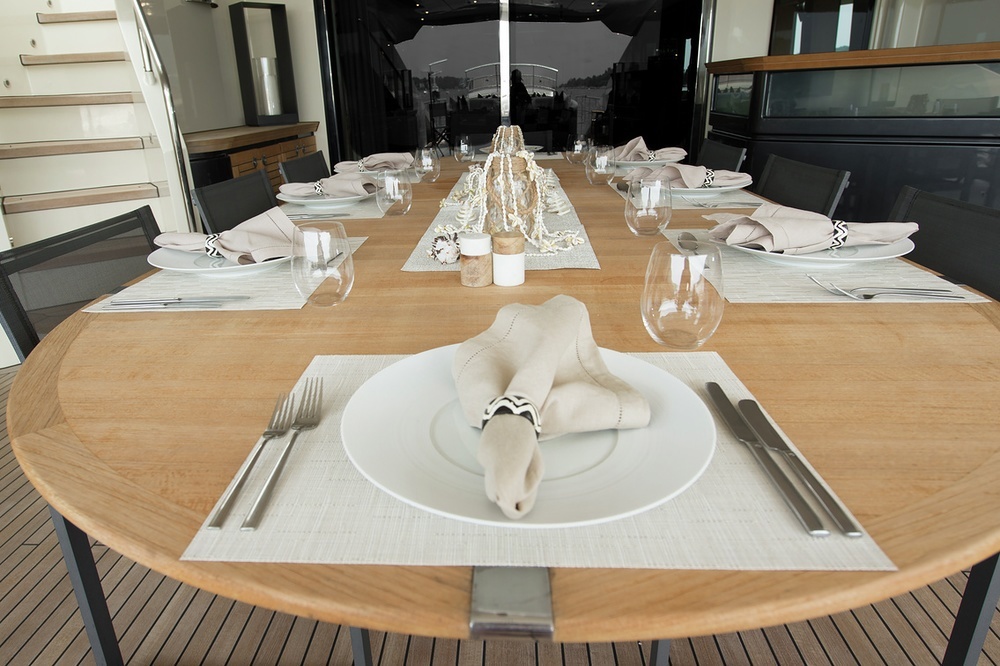 or a more relaxed meal on the aft deck...