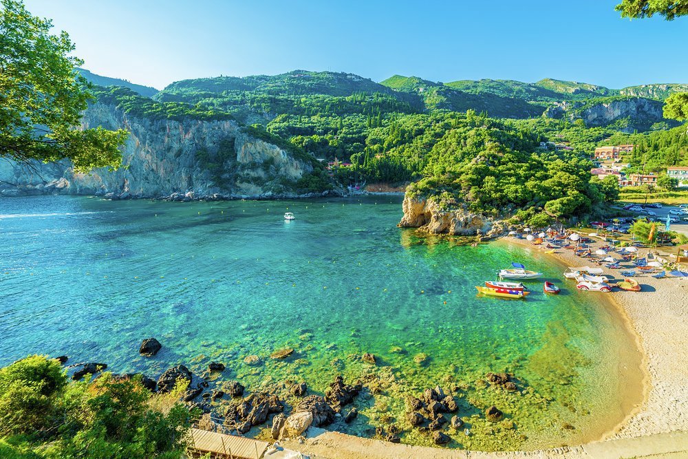 Scenes like this in Paleokastritsa, Corfu, testify to the abundant charm of the Greek Islands