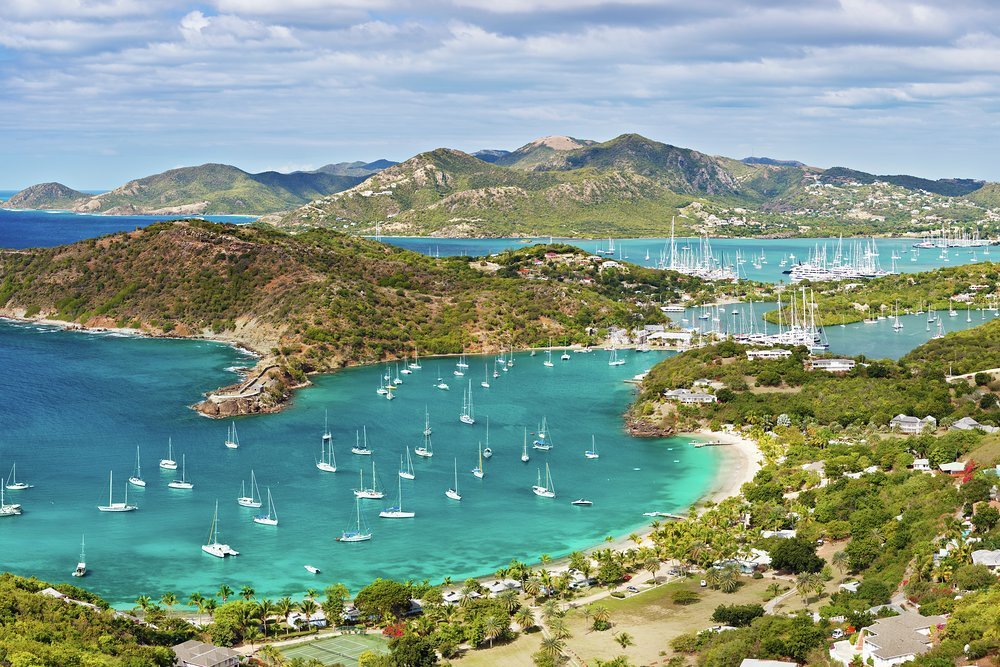 The view from Antigua's Shirley Heights overlooks English Harbour and Falmouth Harbour