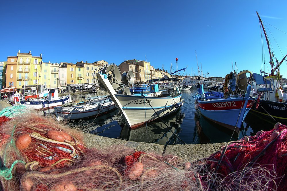 Traditional Cote d'Azur pointu fishing boats