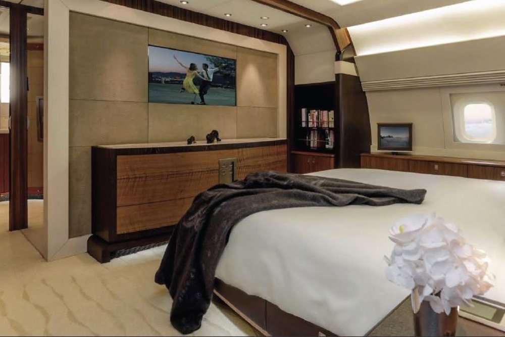The owner's cabin, with en suite aft, is to the rear of the aircraft and can be closed off from the rest of the interior