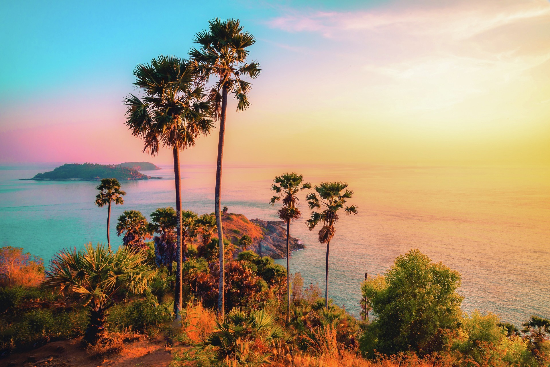 The view from Phromthep Cape, near Phuket, at sunset