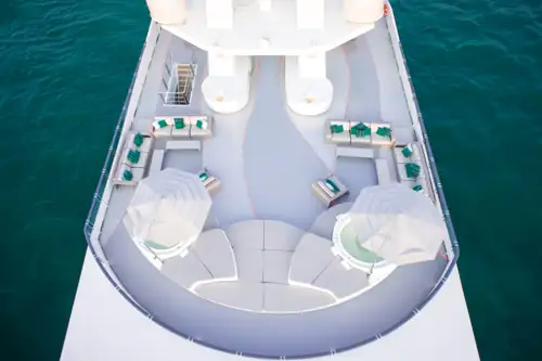 Sun deck sunloungers and jacuzzis